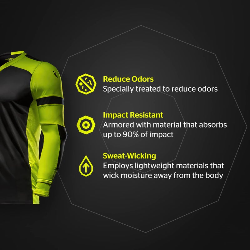 Storelli ExoShield Gladiator Goalkeeper Jersey, High-Impact Protection, Sweat-Wicking, Breathable Athletic Shirt for Soccer & Heavy-Duty Sports, Green/Black, Extra Large - Image 4